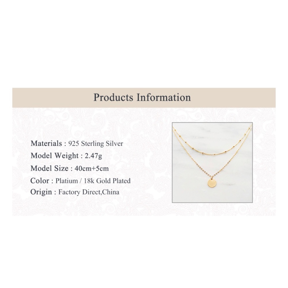 Shiny Disc Double Chain Gold S925 Choker Necklace - Picture 6 of 6